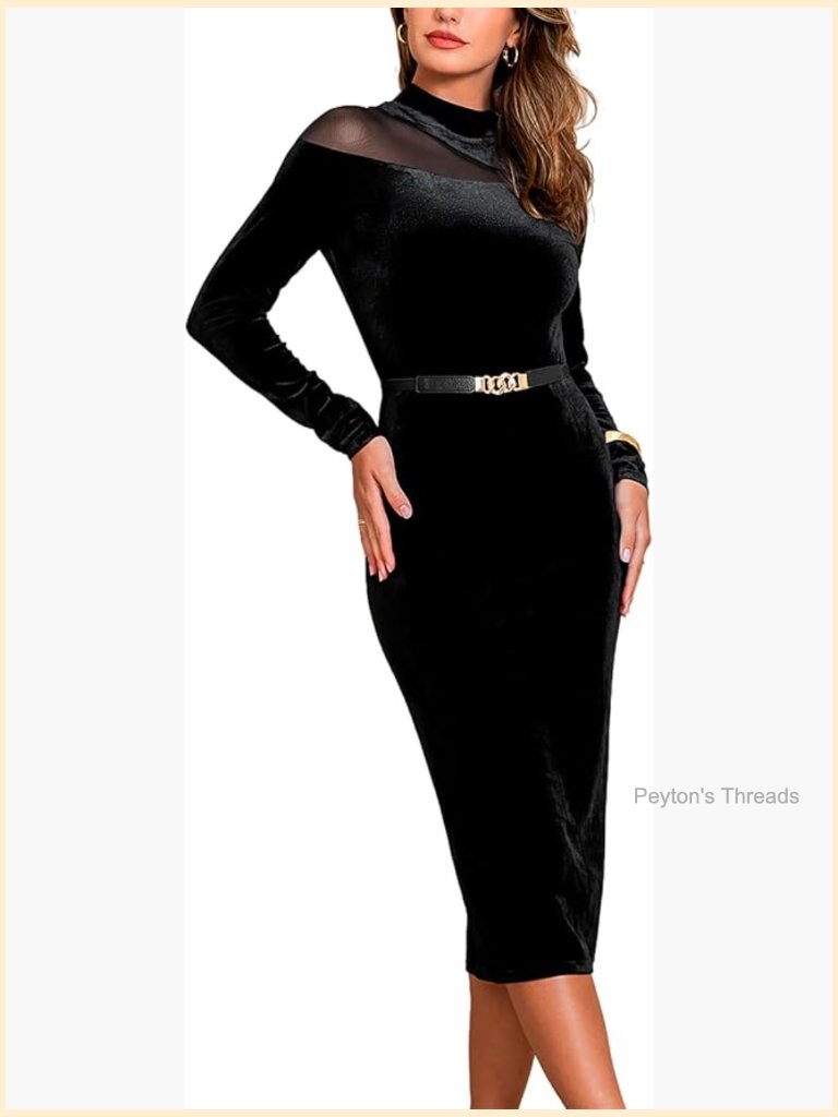 Long Sleeve Bodycon Maxi Dress High Neck Shapewear Fitted Fall Cocktail